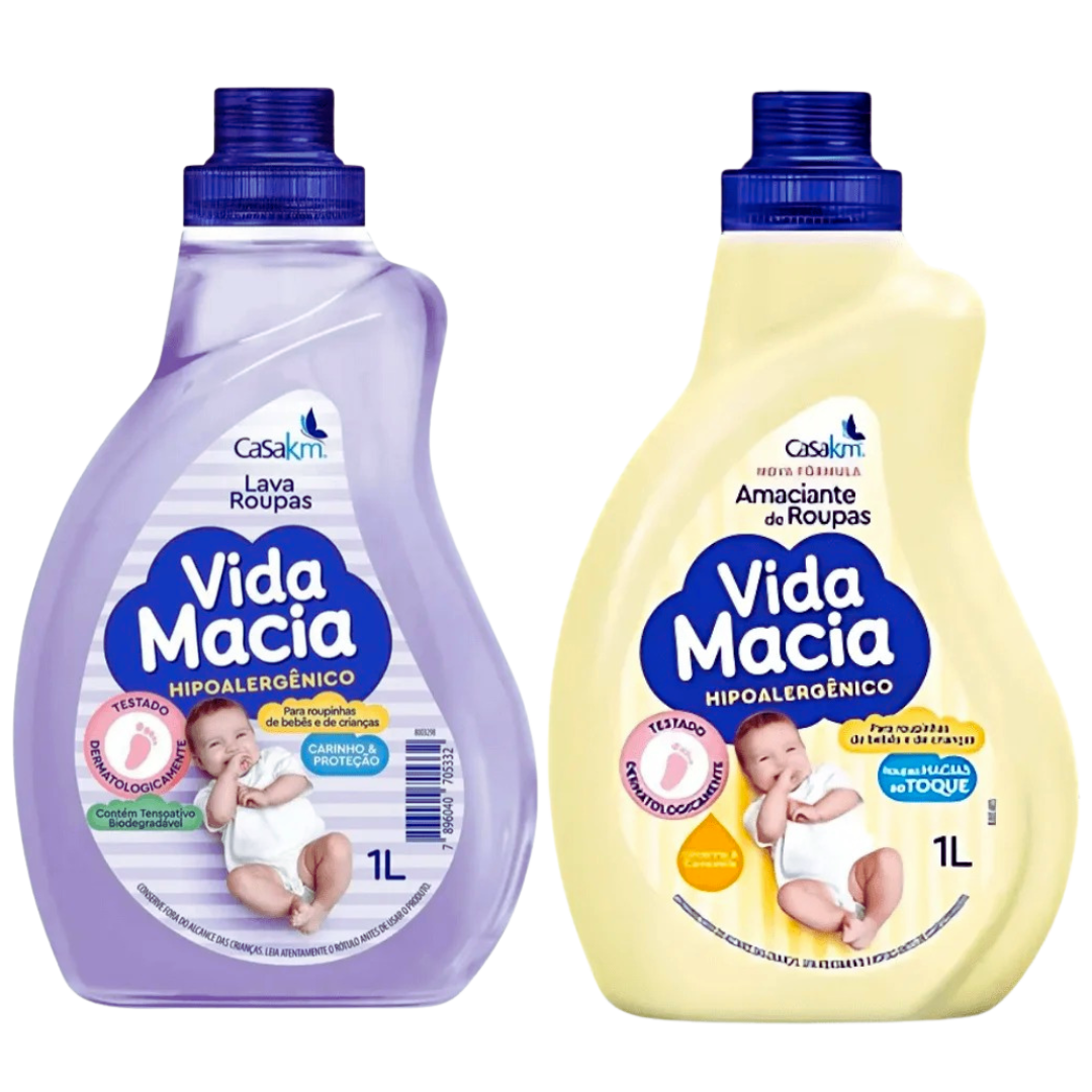 Kit Vida Macia Lava Roupas e Amaciante Líquido Bebê 1 L