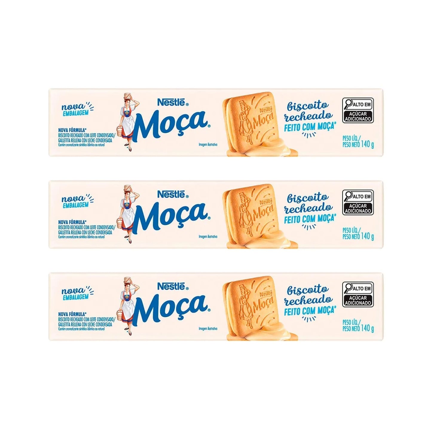 Nestlé Biscoito Recheado Moça Leite Condensado (3x140g)