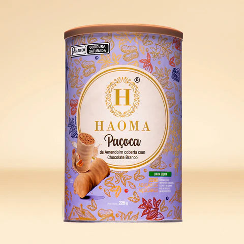 Haoma Paçoca de Amendoim com Cobertura de Chocolate Branco | Linha Stevia (225g)