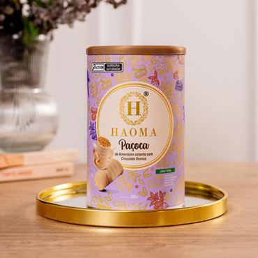 Haoma Paçoca de Amendoim com Cobertura de Chocolate Branco | Linha Stevia (225g)