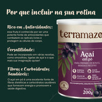 Açaí em Pó Natural Terramazonia Sem Conservantes Pote (200g)