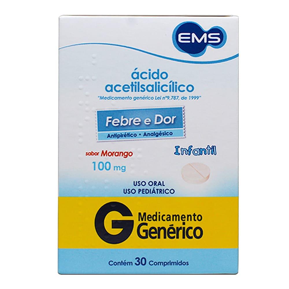 Ácido Acetilsalicílico Infantil 100Mg Com 30 Comprimidos Ems