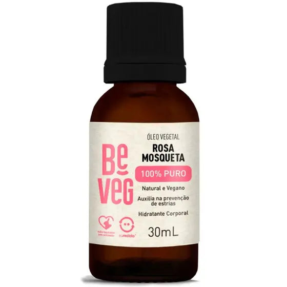 BeVeg Óleo de Rosa Mosqueta 100% Puro - Hidratante Corporal Vegano (30ml)