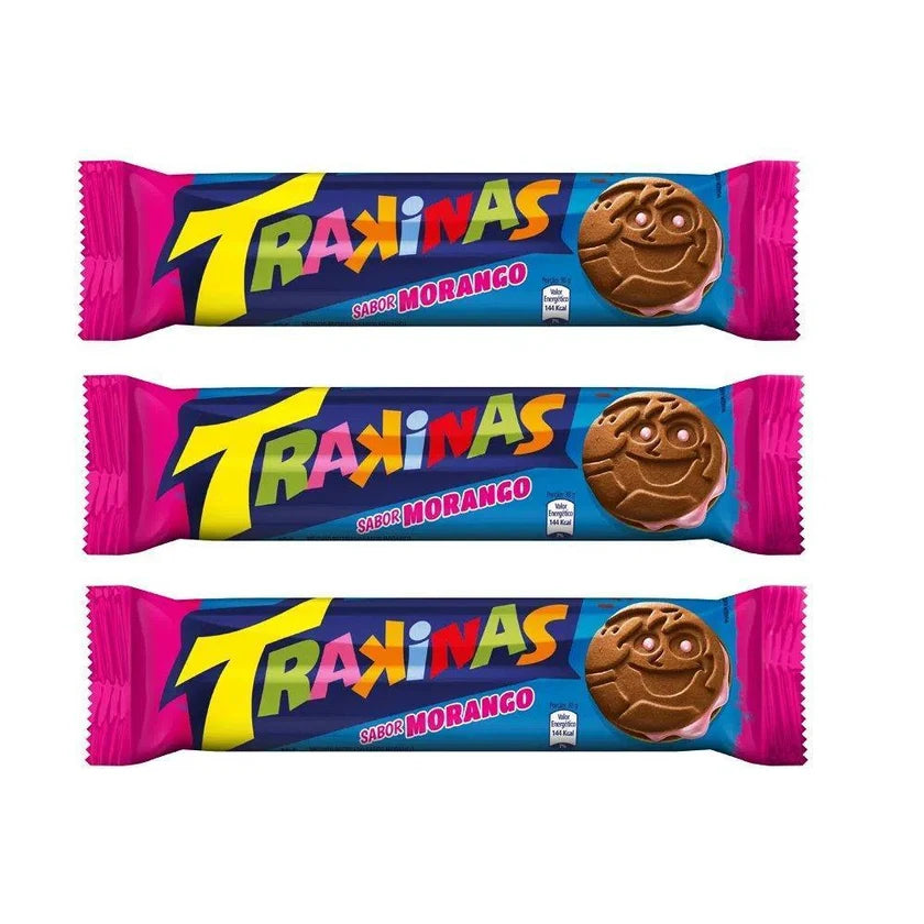 Trakinas Biscoito Recheado Morango (3x126g)