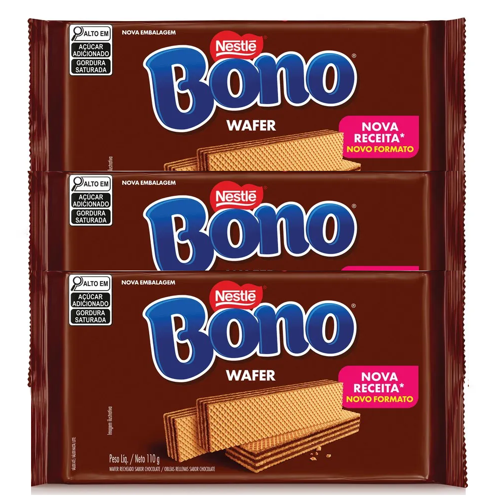 Nestlé Bono Biscoito Wafer Chocolate (3x110g)