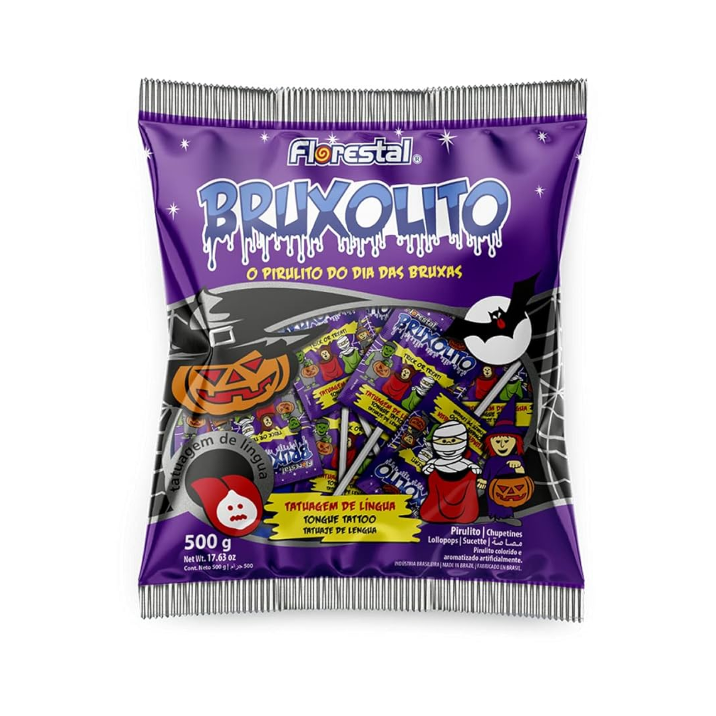 Pirulito Bruxolito Tatoo Sortido (500g)
