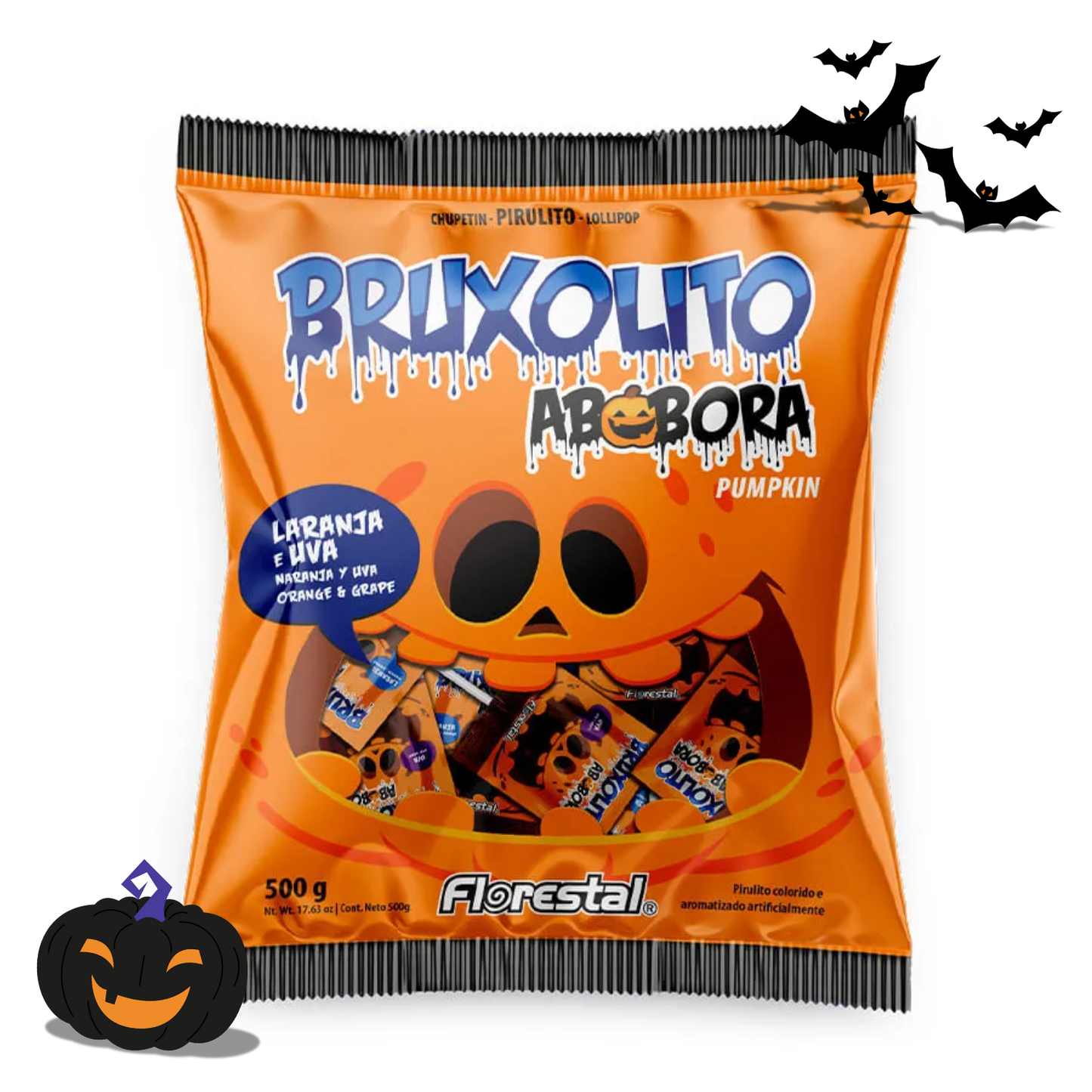 Pirulito Florestal Bruxolito Abóbora (500g)