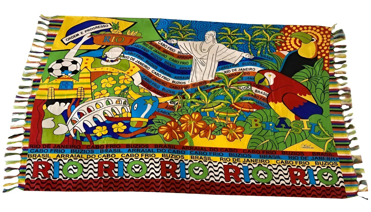 Canga De Praia Viscose Brasil Rio De Janeiro Buzios Arraial Cor Verde Búzios Tamanho 100cm x 180cm