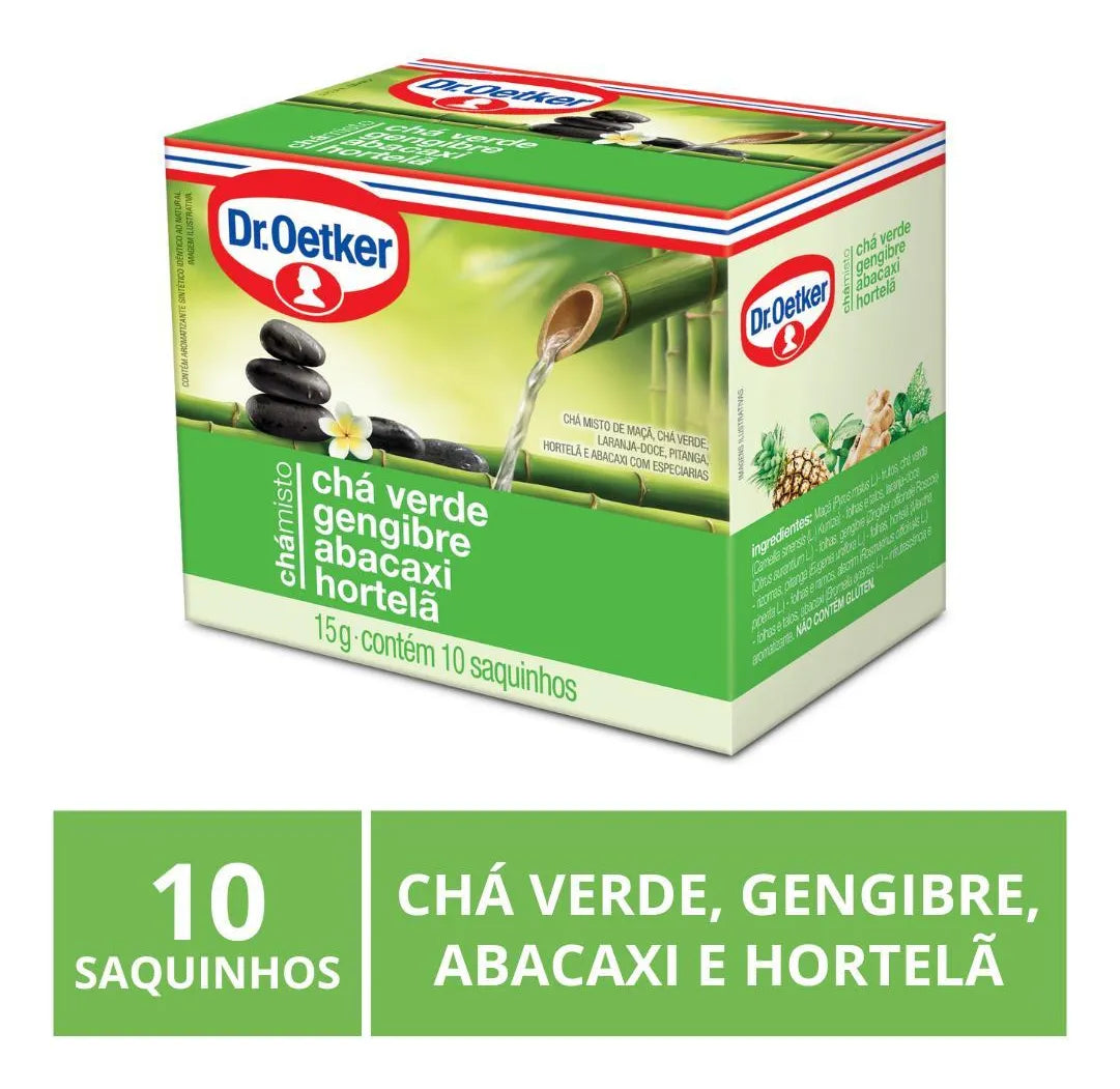 Dr. Oetker Chá de Abacaxi, Hortelã, Gengibre e Chá Verde- 10 sachês (15g)