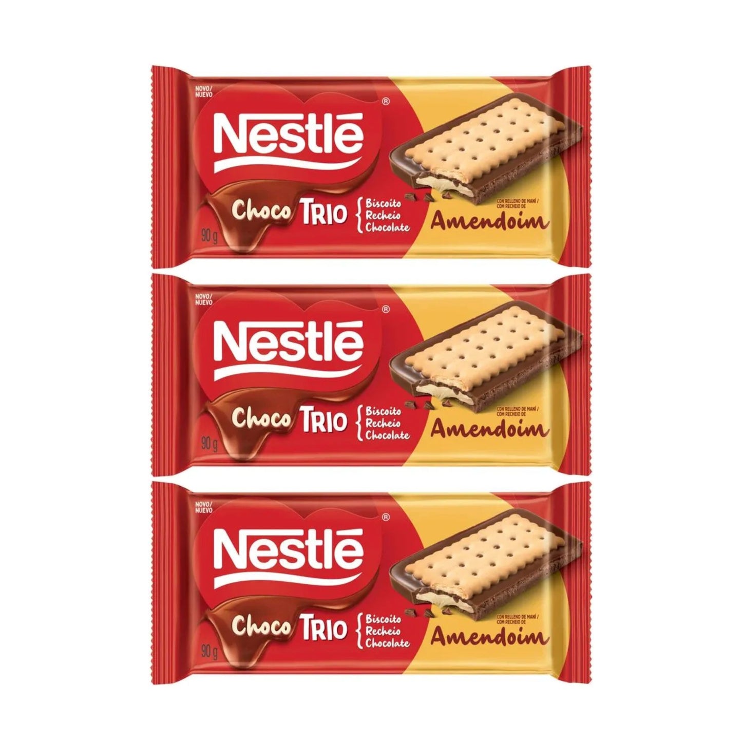 Nestlé Barra de Chocolate Choco Trio Biscoito Recheio (3x90g)