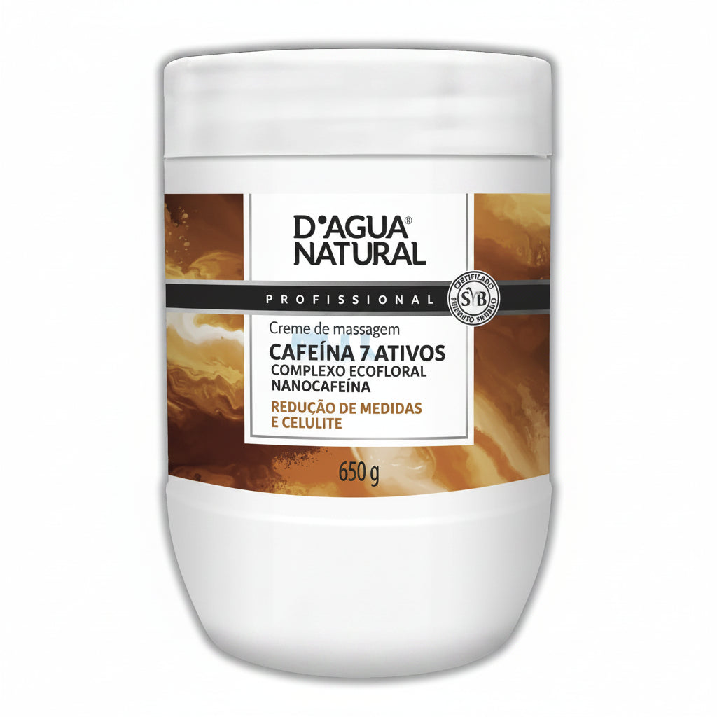 D'Agua Creme de Massagem Cafeina 7 Ativos Complexo EcoFloral e Nano Cafeína - Redução de Medidas e Celulites 650g