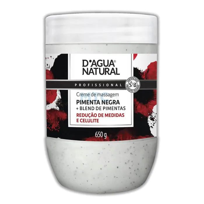 D'Agua Natural Creme de Massagem Pimenta Negra (650g) Oferta!