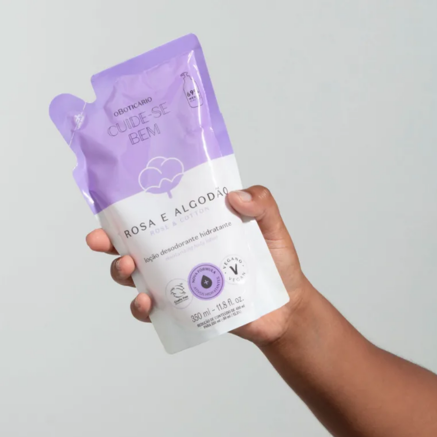 O Boticário Loção Desodorante Hidratante Cuide-se Bem Refil: Rosa & Algodão (350ml)