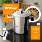 Cuscuzeira Nordestina Inox 2,5l Fogão Indução E Gás 3 Peças