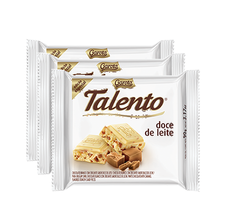 Talento White Chocolate with Dulce de Leche Garoto 4 x 90g 