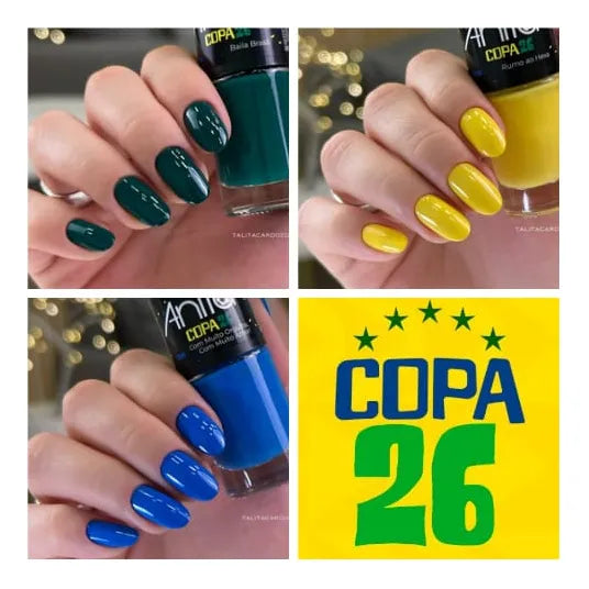 Kit 3 Esmaltes Anita Coleção Copa Do Mundo 2026 Vai Brasil!!!!