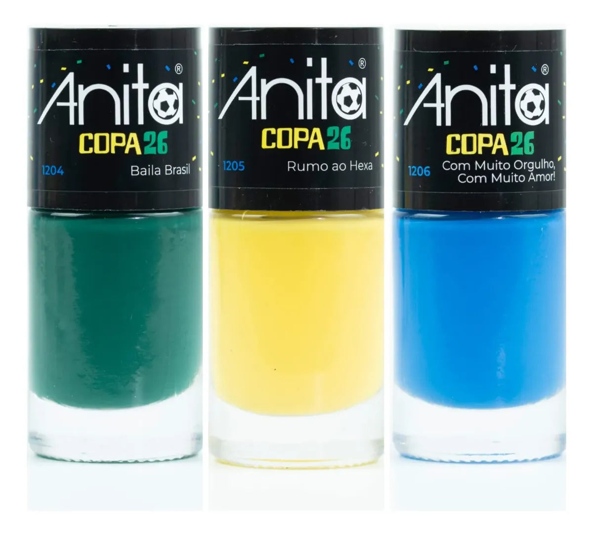 Kit 3 Esmaltes Anita Coleção Copa Do Mundo 2026 Vai Brasil!!!!