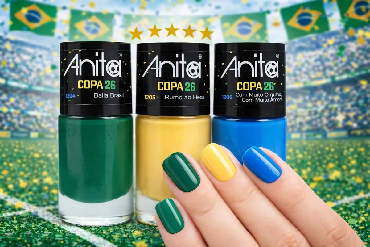 Kit 3 Esmaltes Anita Coleção Copa Do Mundo 2026 Vai Brasil!!!!