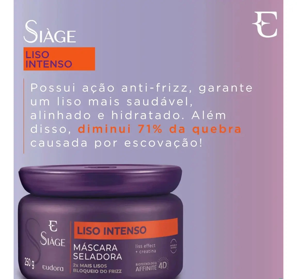 Máscara Capilar Seladora Liso Intenso Siàge Eudora 250g