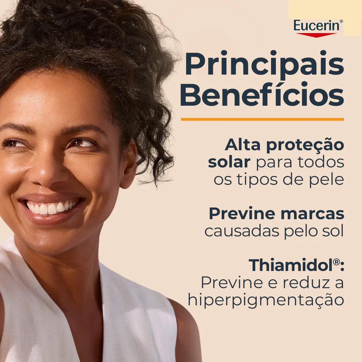 EUCERIN Protetor Solar Facial Antimanchas Cor Clara FPS 70 50ml, Pigment Control, Proteção UVA, UVB e Luz Visível, Thiamidol