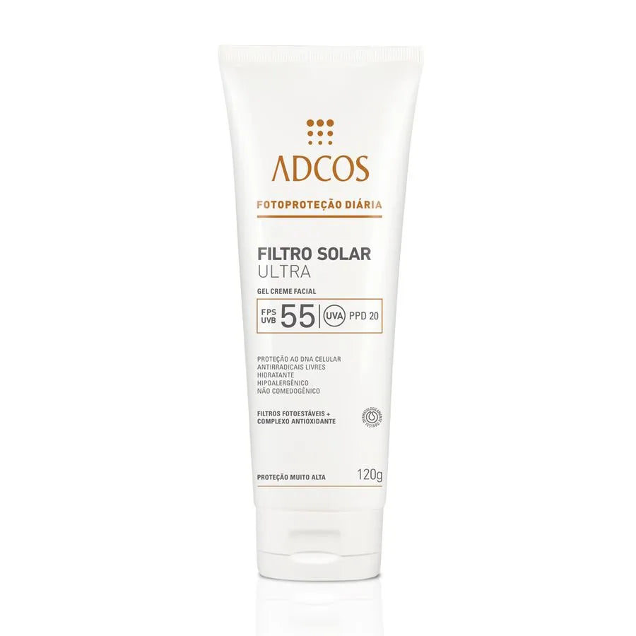 Adcos Protetor Solar Ultra Gel Creme Incolor FPS 55 - Proteção Muito Alta (120g)