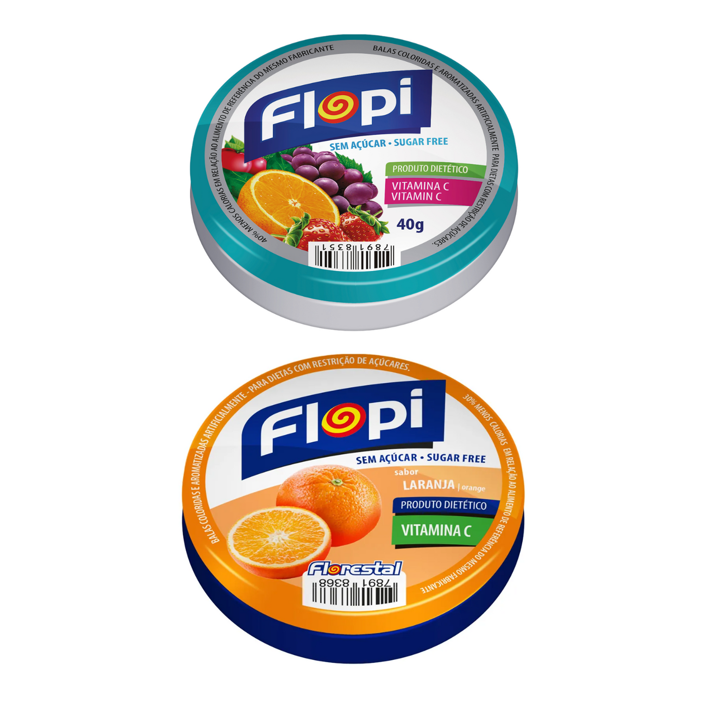 Bala Diet Sem Açúcar Sortida Flopi (2x40g)