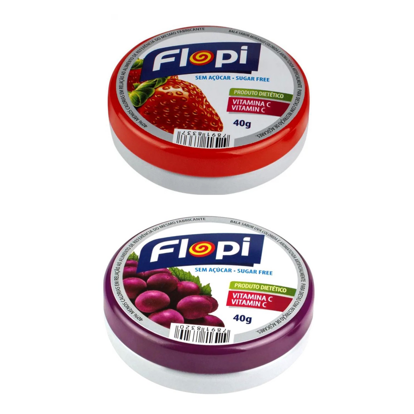 Bala Diet Sem Açúcar Sortida Flopi (2x40g)