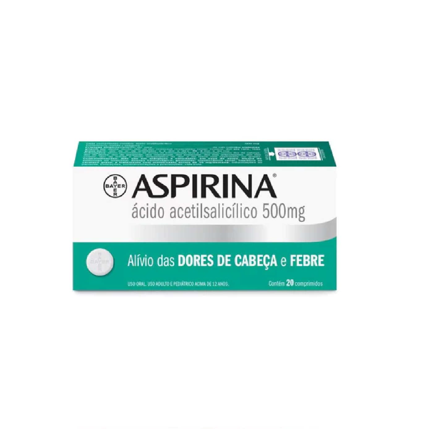 Aspirina® Alívio de Dor de Cabeça e Febre 500mg - 10 Comprimidos