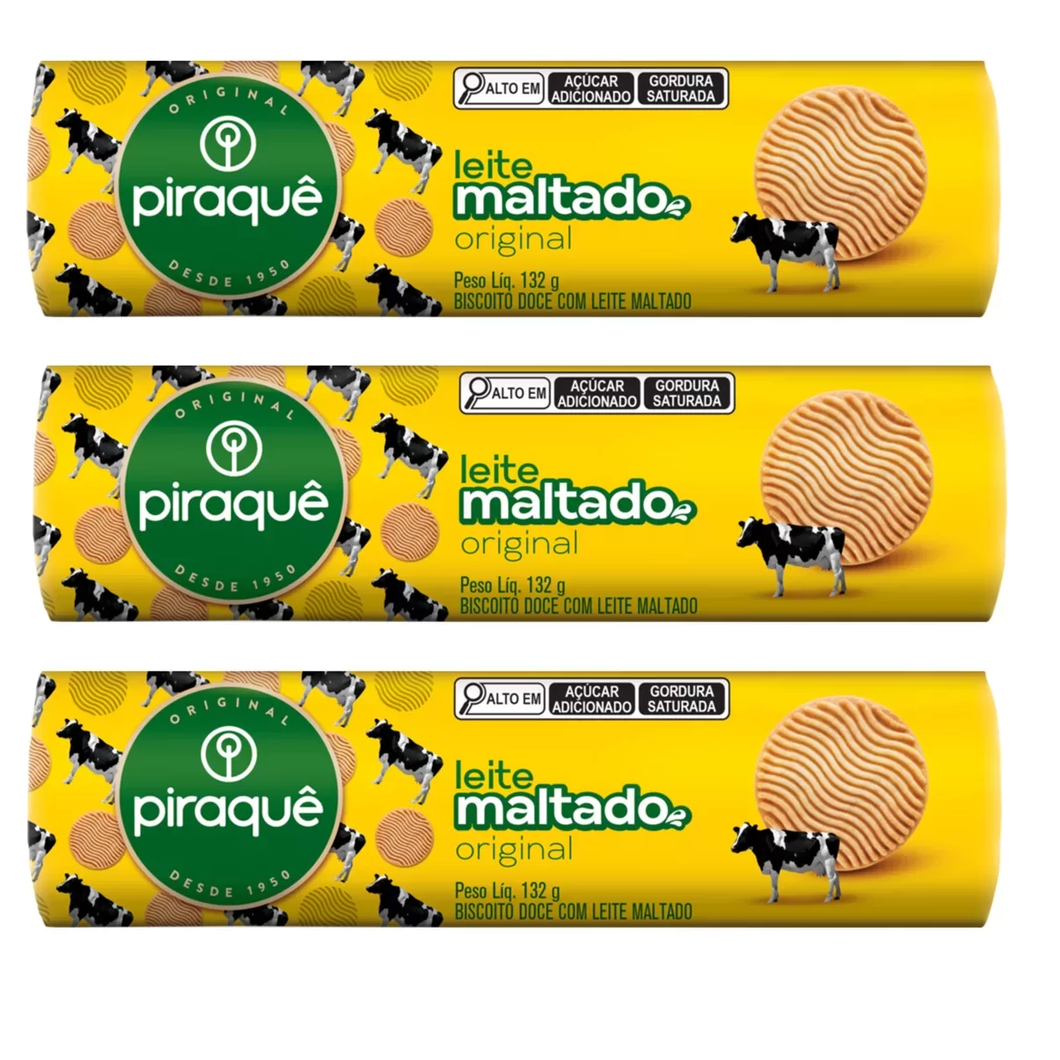 Biscoito Leite Maltado Piraquê 3x 160g
