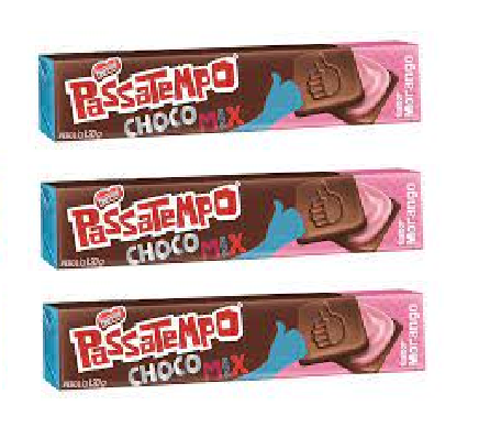 Biscoito Passatempo Chocolate Recheio Morango NESTLÉ® Chocomix  3X 130g