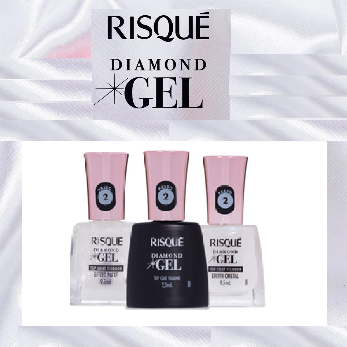 Risqué Esmalte Diamond Gel: Coleção Top Coat Fixador (Unidade - 9,5ml)