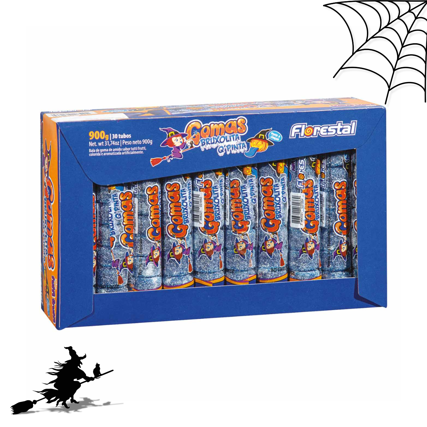 Bala de Goma Tutti Frut Florestal Bruxolita Q'Pinta - 30 unidades (900g)
