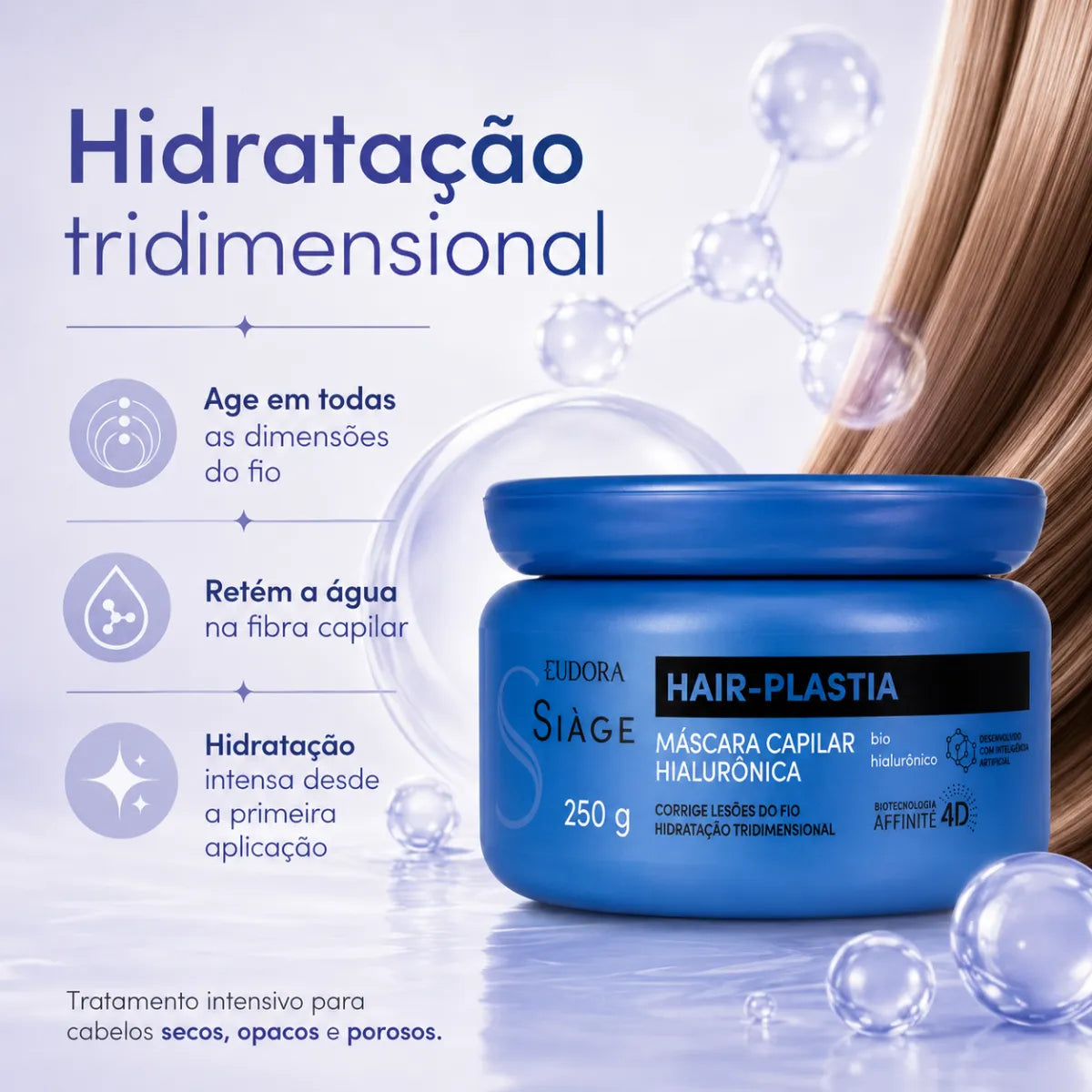 Máscara Capilar Eudora Hair Plastia Hialuronica Vegana 250g
