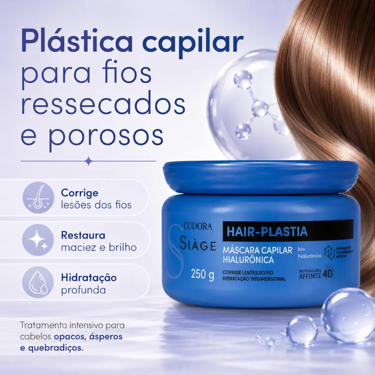 Máscara Capilar Eudora Hair Plastia Hialuronica Vegana 250g
