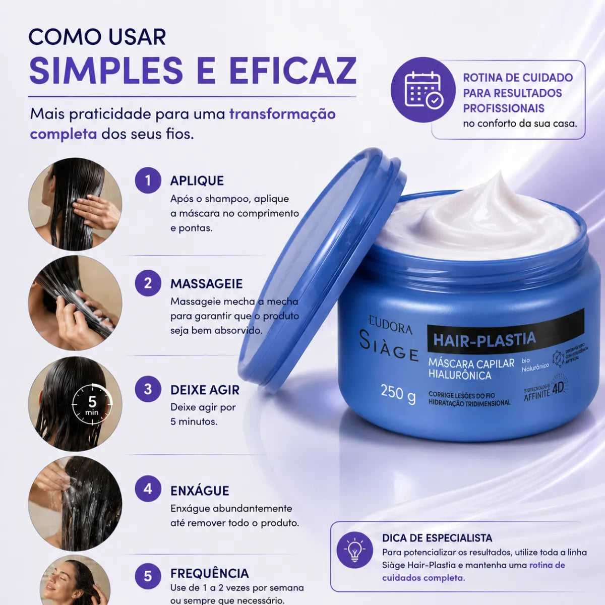 Máscara Capilar Eudora Hair Plastia Hialuronica Vegana 250g
