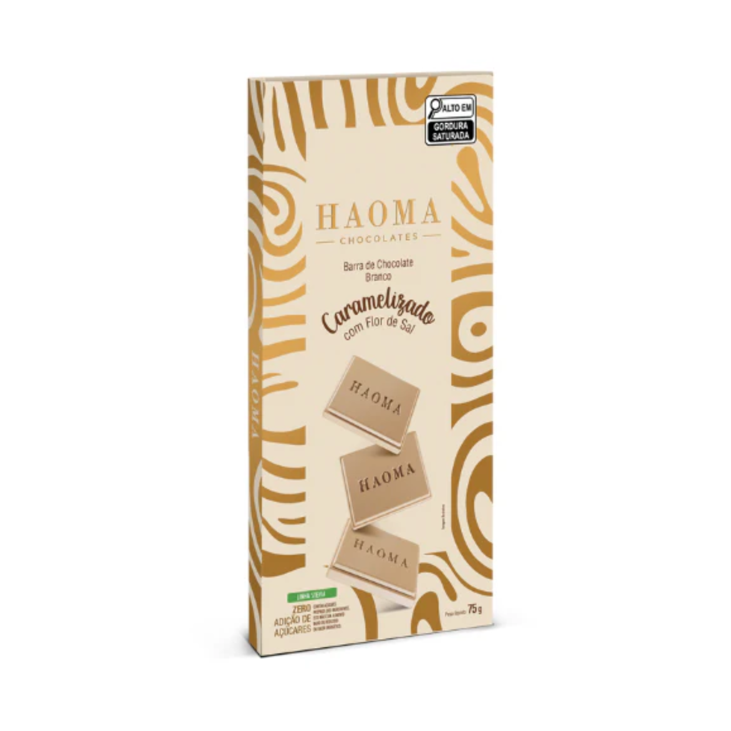 Haoma Barra de Chocolate Branco Caramelizado com Flor de Sal | Linha Stevia (75g)