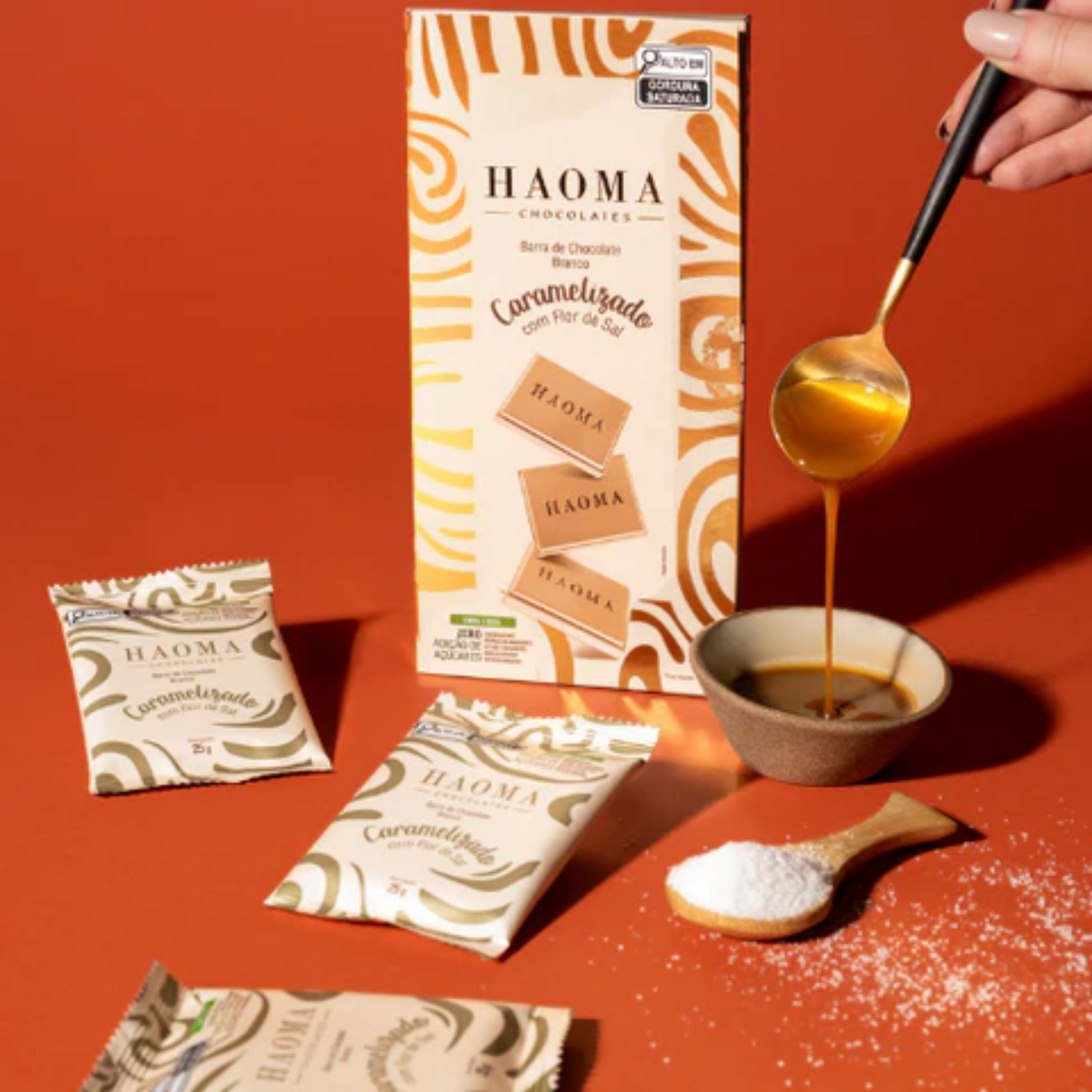 Haoma Barra de Chocolate Branco Caramelizado com Flor de Sal | Linha Stevia (75g)