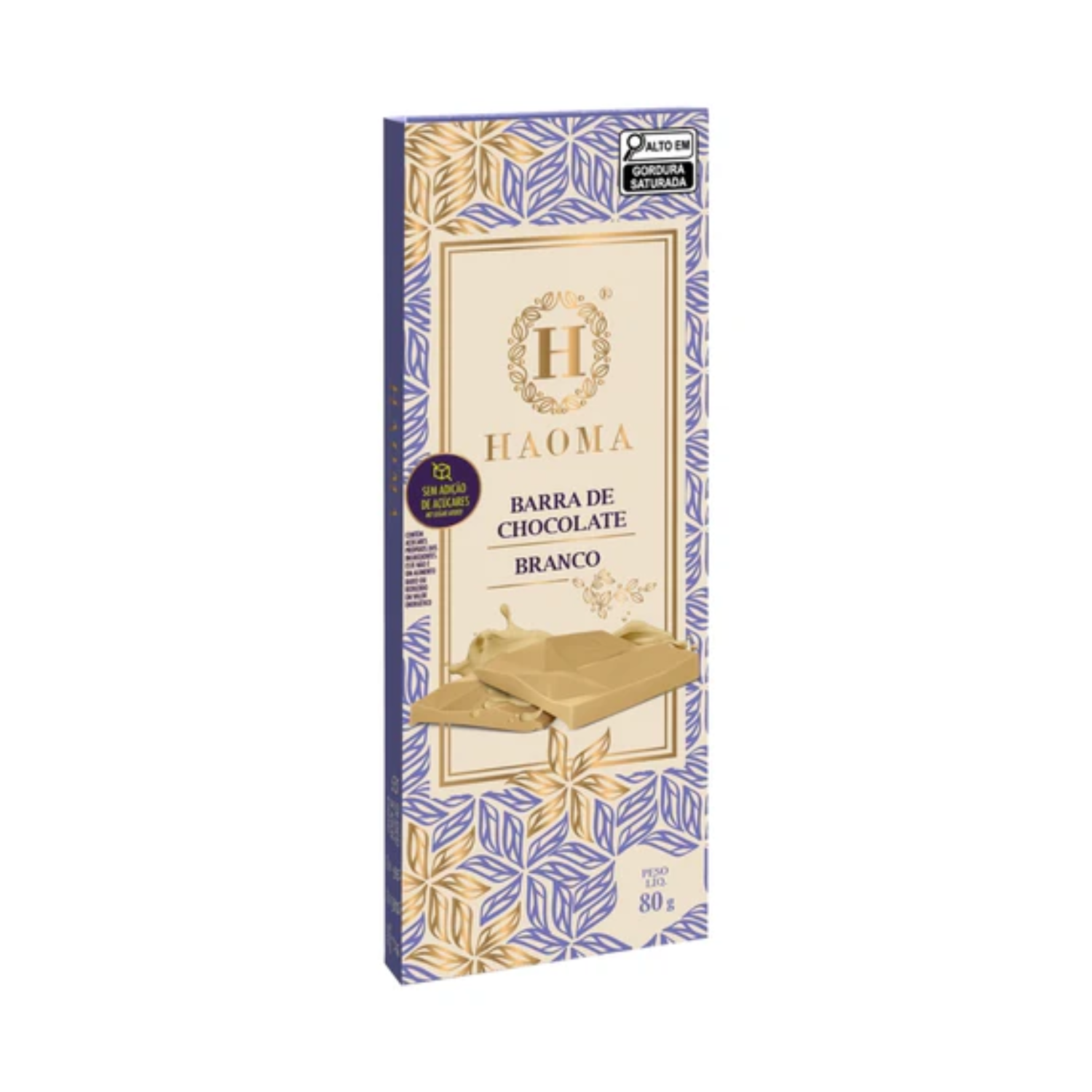 Haoma Barra de Chocolate Branco | Linha Stevia (80g)