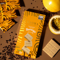 Haoma Barra de Chocolate Branco com Maracujá e Nibs de Cacau | Linha Stevia (75g)