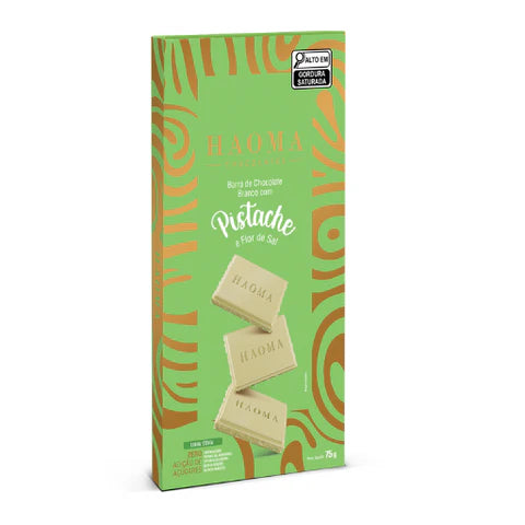 Haoma Barra de Chocolate Pistache e Flor de Sal | Linha Stevia (75g)