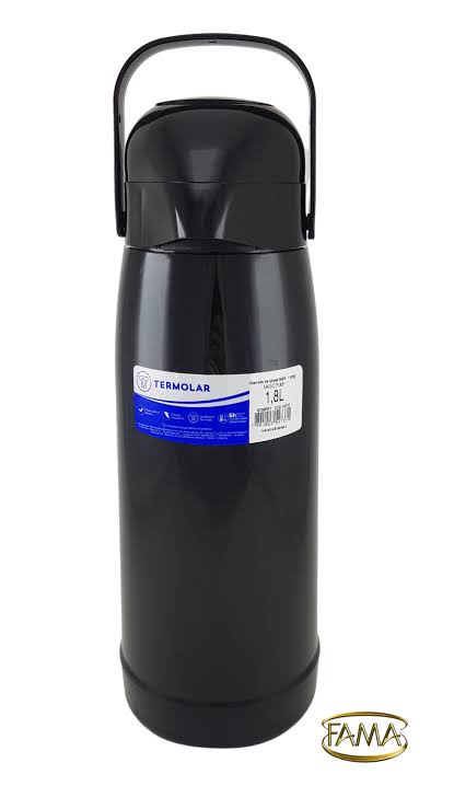 Garrafa Térmica Preta Magic Pump Termolar (1.8L)