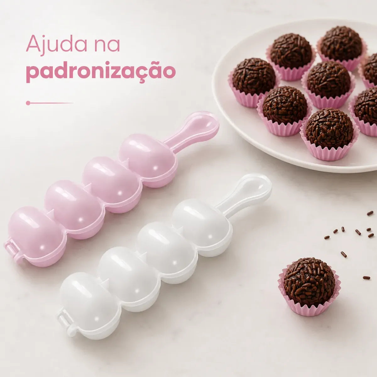 Kit 2 Boleadores Enrolador De Brigadeiro 4 Cavidade 15g