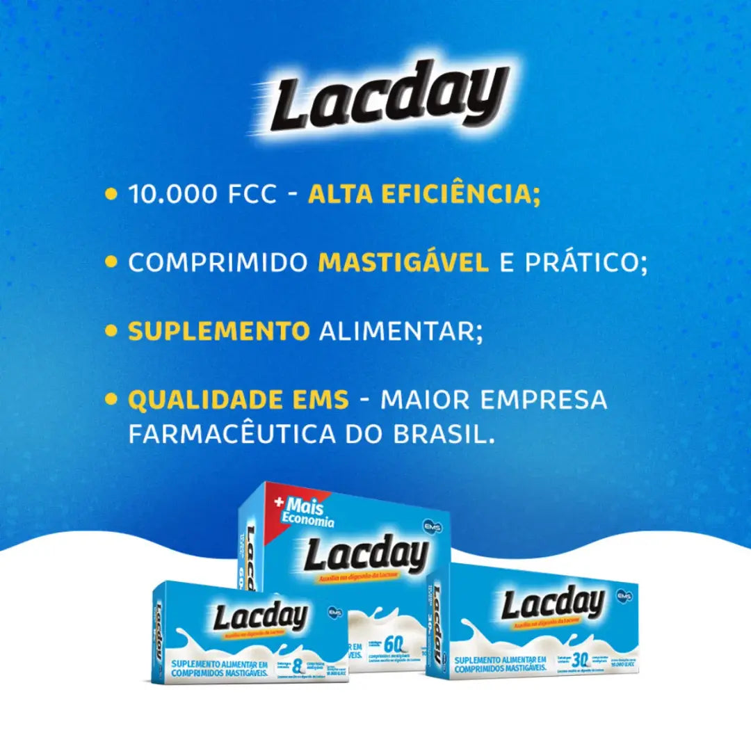 Lacday Enzima Digestiva Lactase  mastigáveis