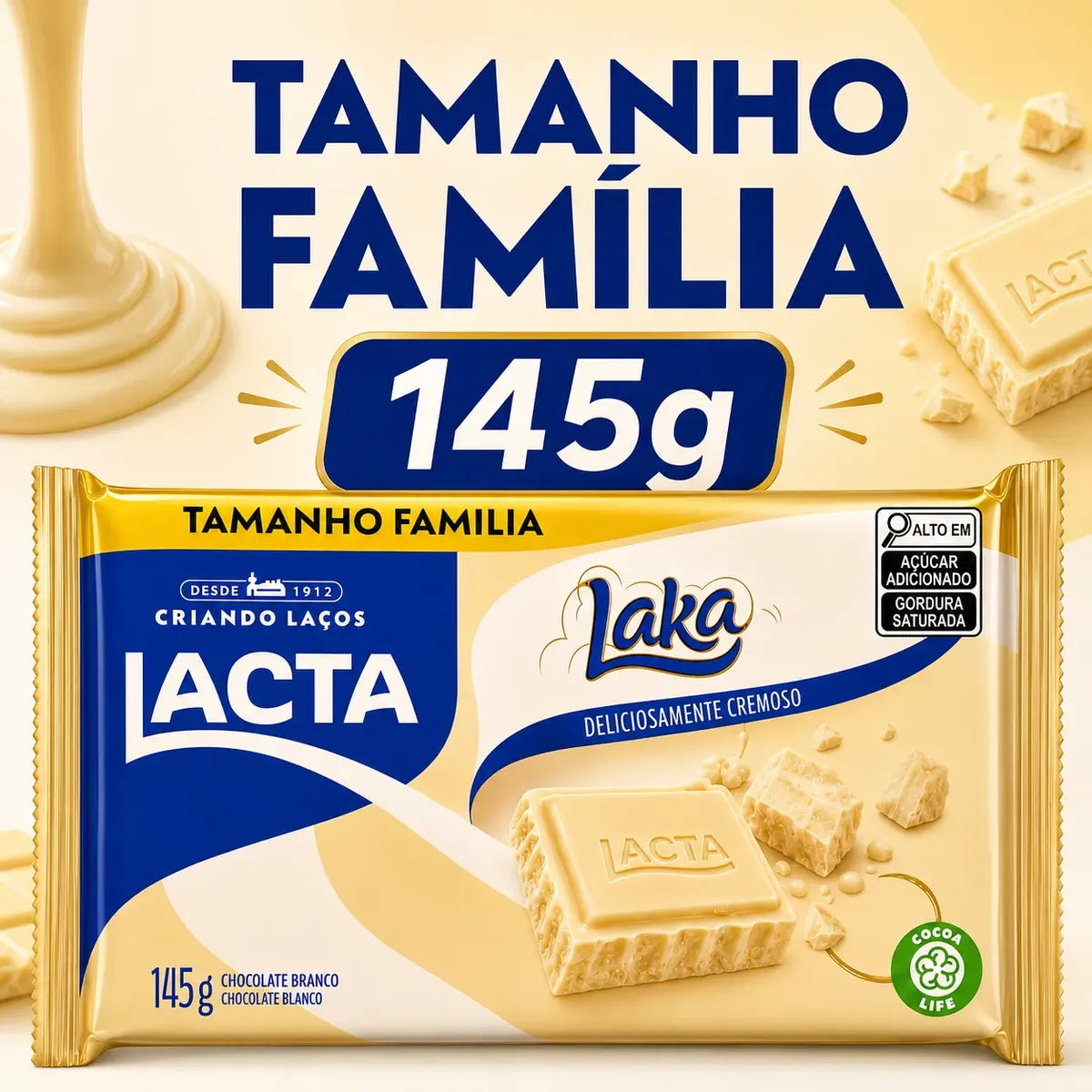Chocolate Barra Lacta Leite Cremoso 145g
