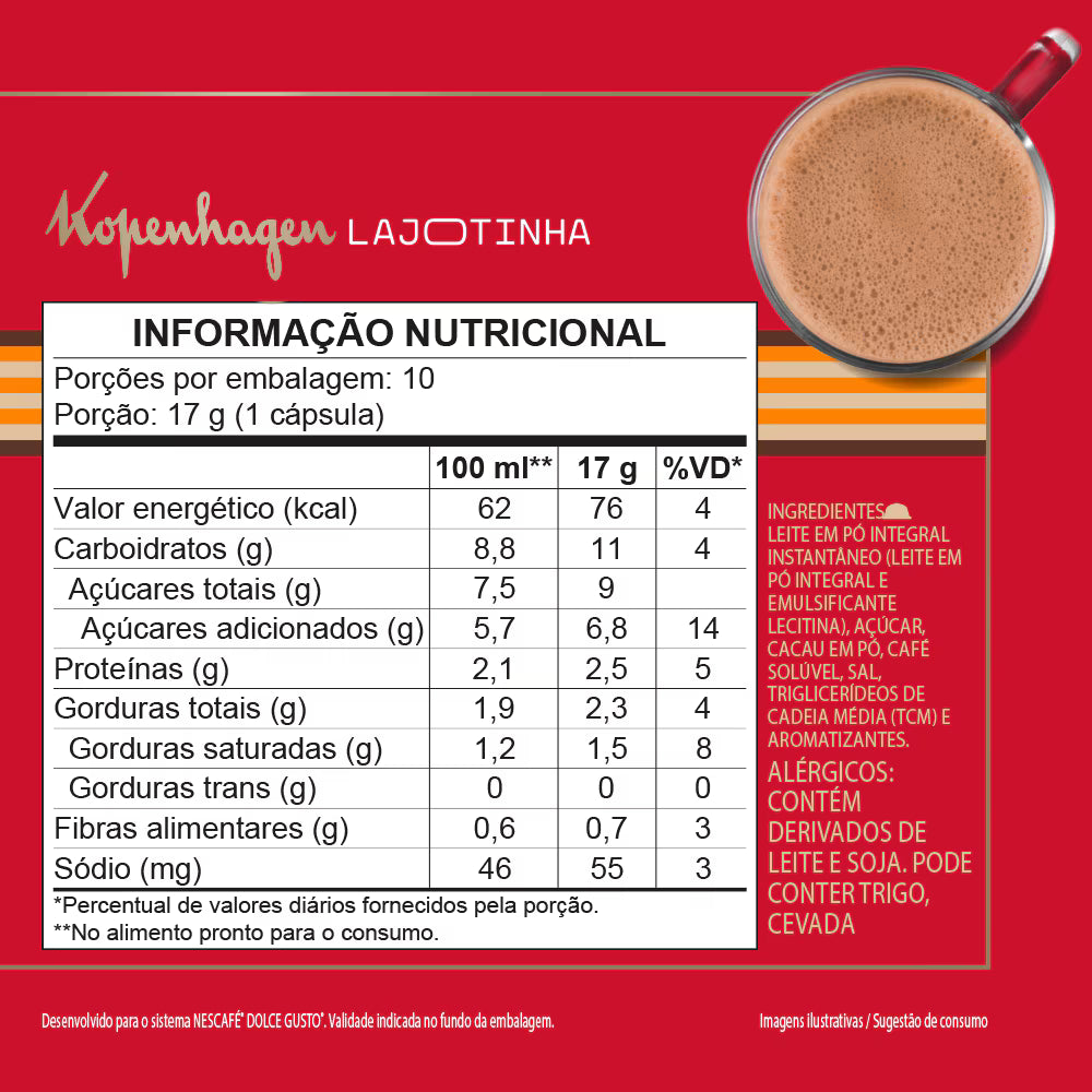Dolce Gusto Kopenhagen Lajotinha 10 Cápsulas