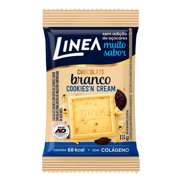 Linea Mini Chocolate Branco com Cookies Zero Açúcar Caixa (15x13g | 195g)