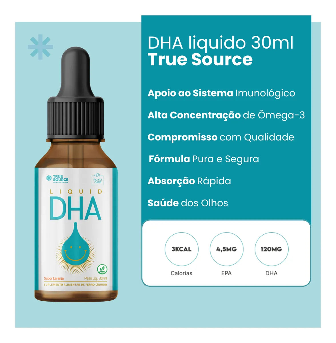 True Source 120mg DHA Vegan Liquid Omega 3 Fatty Acids