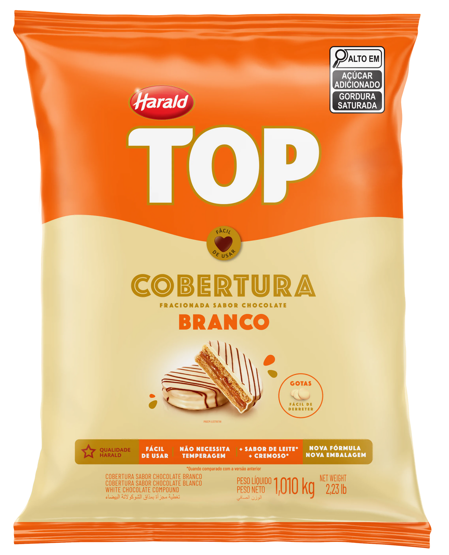 Cobertura de Chocolate Gotas Top Harald (1,010Kg)
