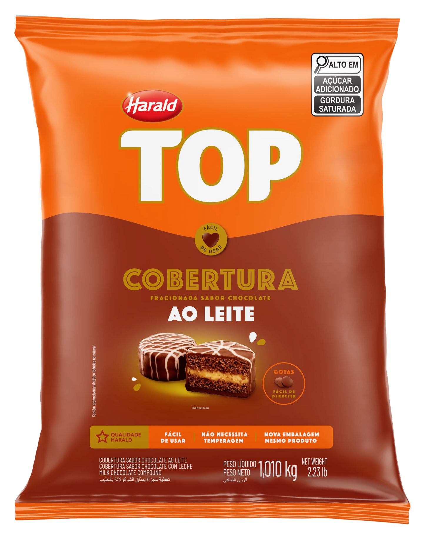 Cobertura de Chocolate Gotas Top Harald (1,010Kg)