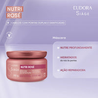 Máscara de Reparação Siáge Eudora Nutri Rose Hidratação 250mL Cabelos Danificados